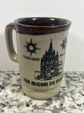 San Miguel de Allende Ceramic Mug - Beige and Brown
